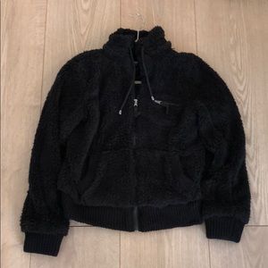 Black Fuzzy Zip-Up Jacket